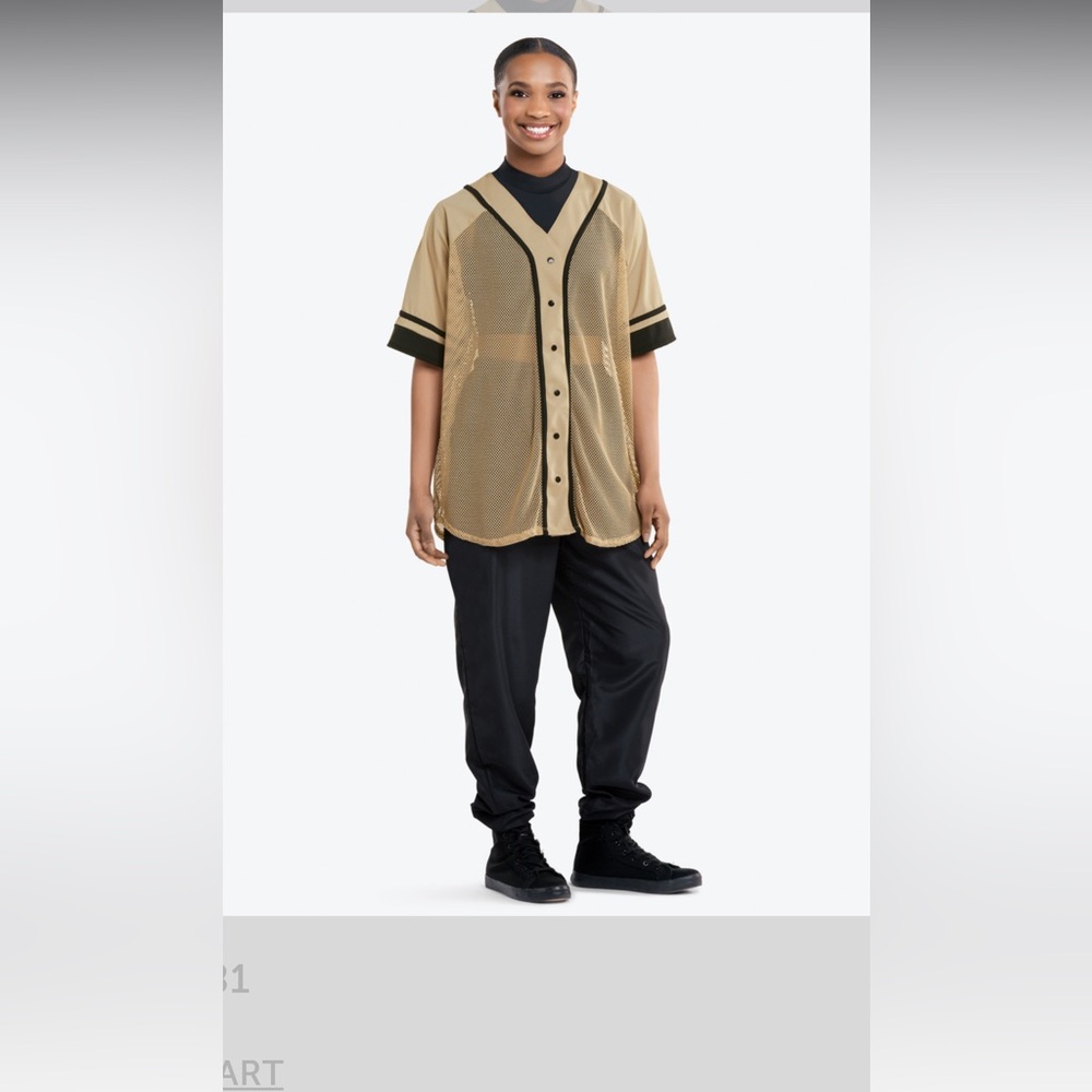 Tan Mesh Button-Up Hip Hop Dance Costume